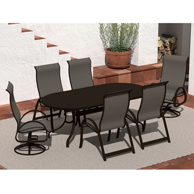 Telescope Casual Aruba Sling Supreme Dining Set for 6 in Kona with Beacon Slings - In Stock - TC-QS-SET41