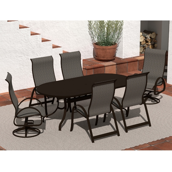 Telescope Casual Aruba Sling Supreme Dining Set for 6 in Kona with Beacon Slings - - TC-QS-SET41