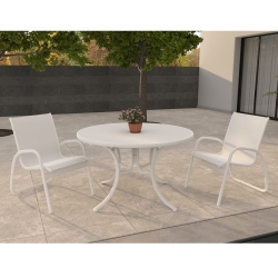 Telescope Casual Gardenella Patio Dininig Set in White with White Slings - - TC-QS-SET44
