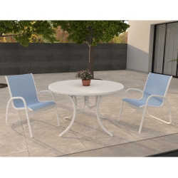 Telescope Casual Gardenella Patio Dininig Set in White with Sky Slings - - TC-QS-SET48