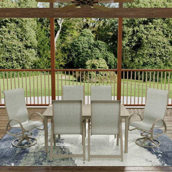 Telescope Casual Aruba Dining Set in Storm and Deacon Sling - In Stock