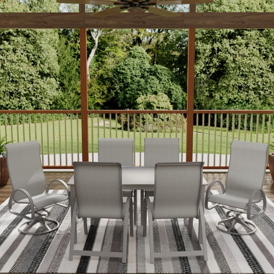 Telescope Casual Aruba Dining Set in Warm Grey and Alloy Sling - In Stock
