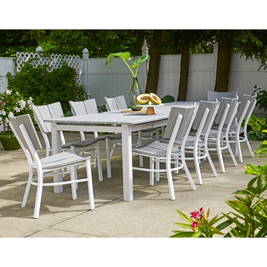 Telescope casual aluminum dining table with polymer top
