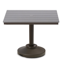 Telescope Casual 36" Square Rustic Polymer Dining Table with 80 lb Pedestal Base - T110R-2P20