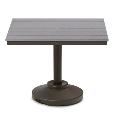 Telescope Casual 36" Square Rustic Polymer Dining Table with 80 lb Pedestal Base - T110R-2P20
