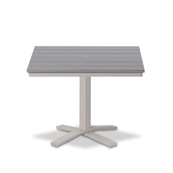 Telescope Casual 36" Square Rustic Polymer Dining Table with Pedestal Base - T110R-2X20