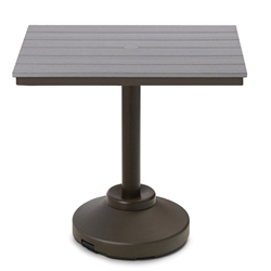 Telescope Casual 36" Square Rustic Polymer Balcony Table with 80 lb Pedestal Base - T110R-3P20