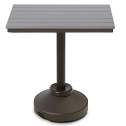 Telescope Casual 36" Square Rustic Polymer Bar Table with 80 lb Pedestal Base - T110R-4P20