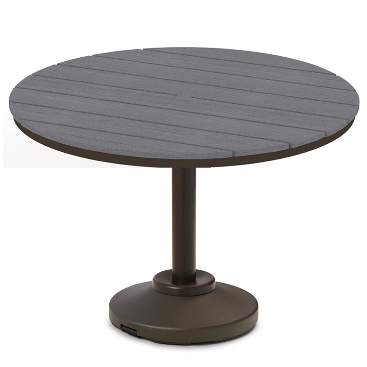 Telescope Casual 48" Round Rustic Polymer Dining Table with 120 lb Pedestal Base - TM80R-2P50