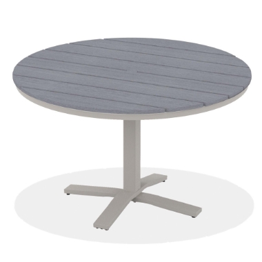 Telescope Casual 48" Round Rustic Polymer Dining Table with Pedestal Base - TM80R-2X20
