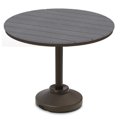 Telescope Casual 48" Round Rustic Polymer Balcony Table with 120 lb Pedestal Base - TM80R-3P50