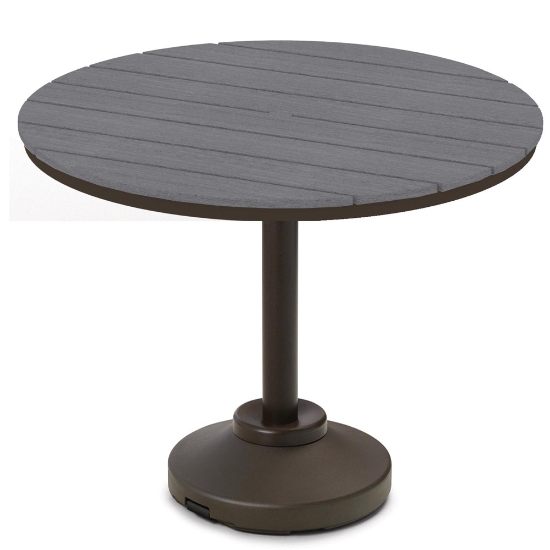 Telescope Casual 48" Round Rustic Polymer Balcony Table with 120 lb Pedestal Base - TM80R-3P50