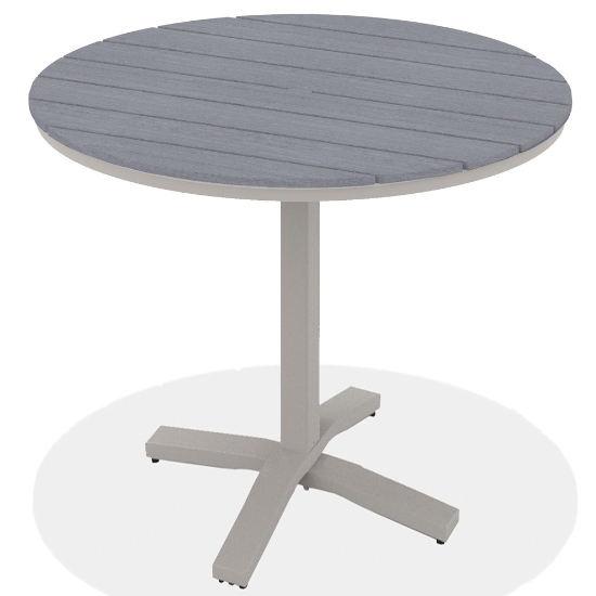 Telescope Casual 48" Round Rustic Polymer Bar Table with Pedestal Base - TM80R-4X20