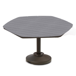 Telescope Casual 62" Hexagon Rustic Polymer Dining Table with 120 lb Weighted Pedestal Base - TP00R-2P50