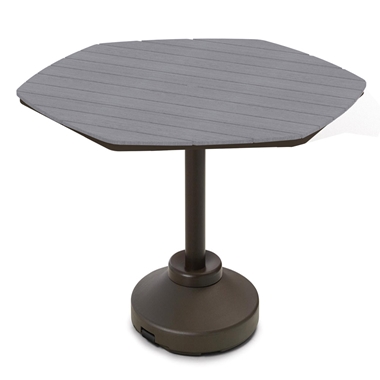 Telescope Casual 62" Hexagon Rustic Polymer Balcony Table with 120 lb Weighted Pedestal Base - TP00R-3P50