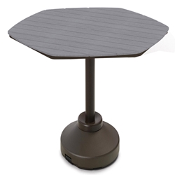 Telescope Casual 62" Hexagon Rustic Polymer Bar Table with 120 lb Weighted Pedestal Base - TP00R-4P50