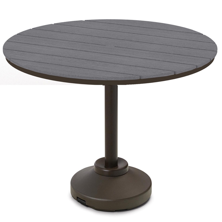 Telescope Casual 54" Round Rustic Polymer Balcony Table with 120 lb Pedestal Base - TP20R-3P50