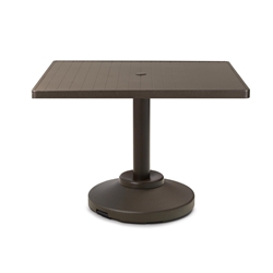 Telescope Casual 36" Square Aluminum Slat Dining Table with Weighted Pedestal Base - 3180-2P20