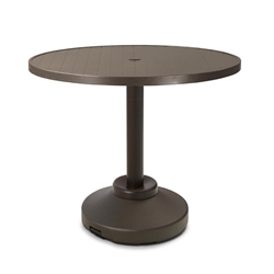 Telescope Casual 36" Round Aluminum Slat Balcony Table with Weighted Pedestal Base - 3230-3P20