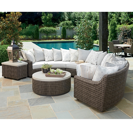 Tommy Bahama Cypress Point Curved Wicker Sectional Set with Scatterback Cushions - TB-CYPRESSPOINT-SET3