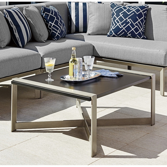 Del mar aluminum cocktail table with laminate top