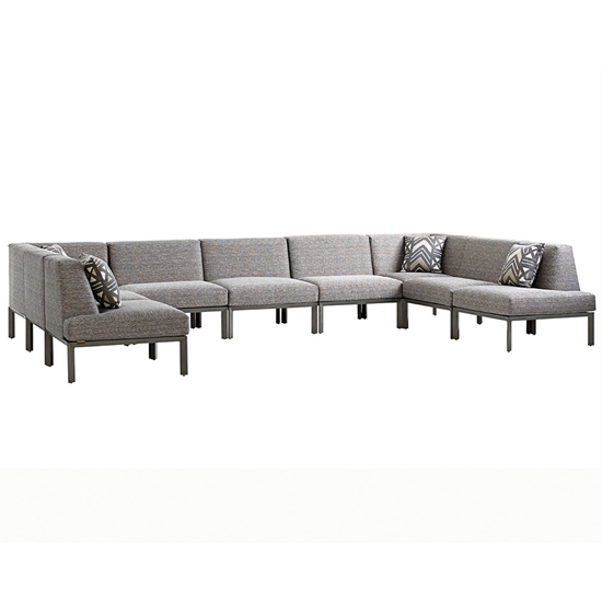 Del mar aluminum sectional with deep seating cushions