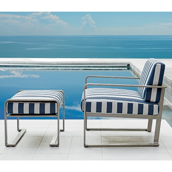 Del mar aluminum ottoman with foam cushion