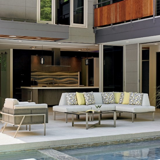 Del mar aluminum sectional with deep seating cushions