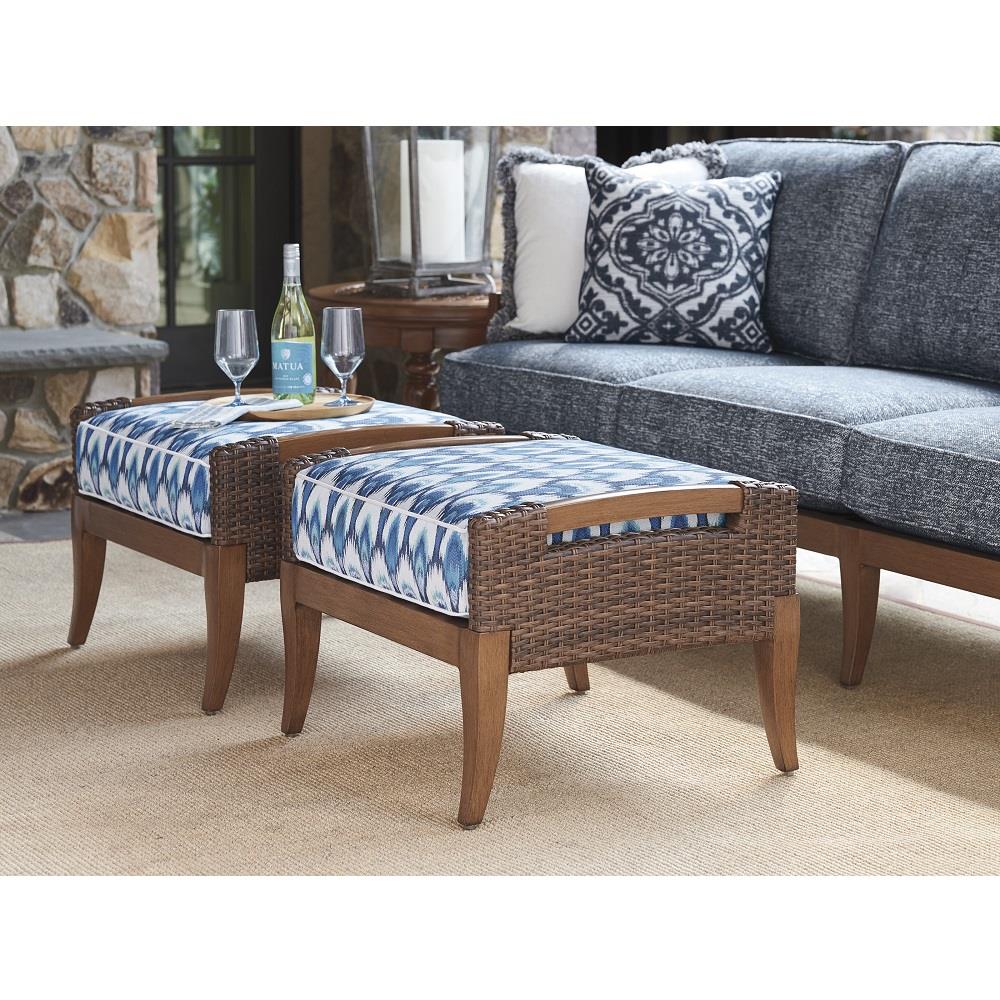 Tommy Bahama wicker ottoman with foam cushion