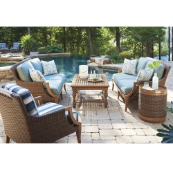 Tommy Bahama Harbor Isle Cushion Outdoor Love Seat and Lounge Chair Patio Set - TB-HARBORISLE-SET4