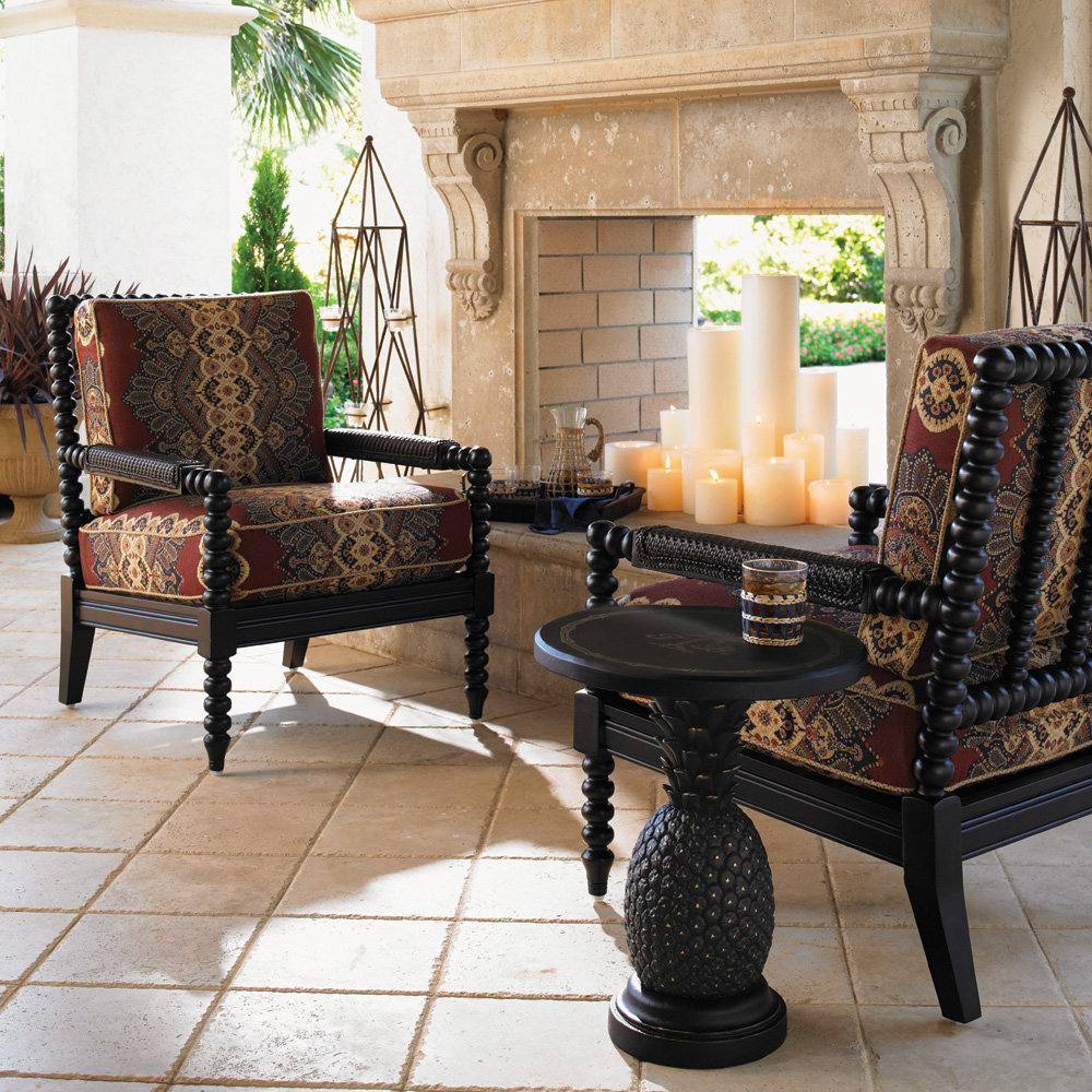Tommy Bahama Kingston Sedona Accent Chairs with Pineapple Side Table Set - TB-KINGSTON-SET12