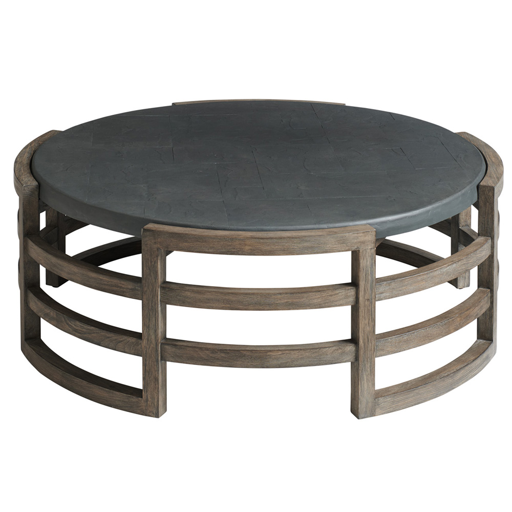 Tommy Bahama La Jolla Round Cocktail Table with Faux Slate Top - 3950-947