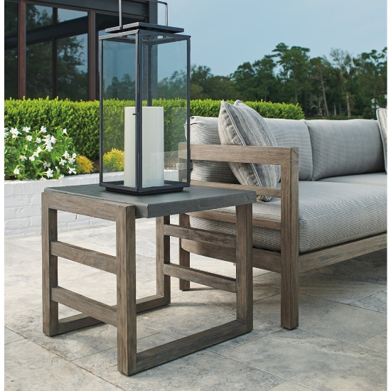 La jolla teak end table with slate top