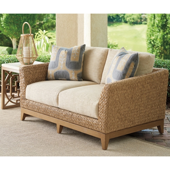 Los Altos Valley View wicker loveseat with deep seating cushions