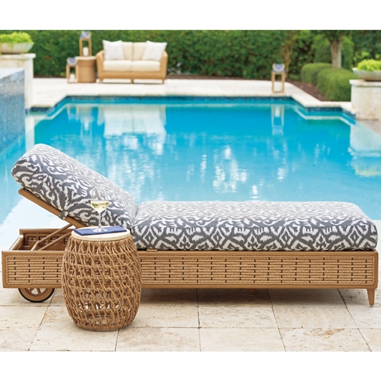 Los Altos Valley View wicker chaise with deep seating cushions