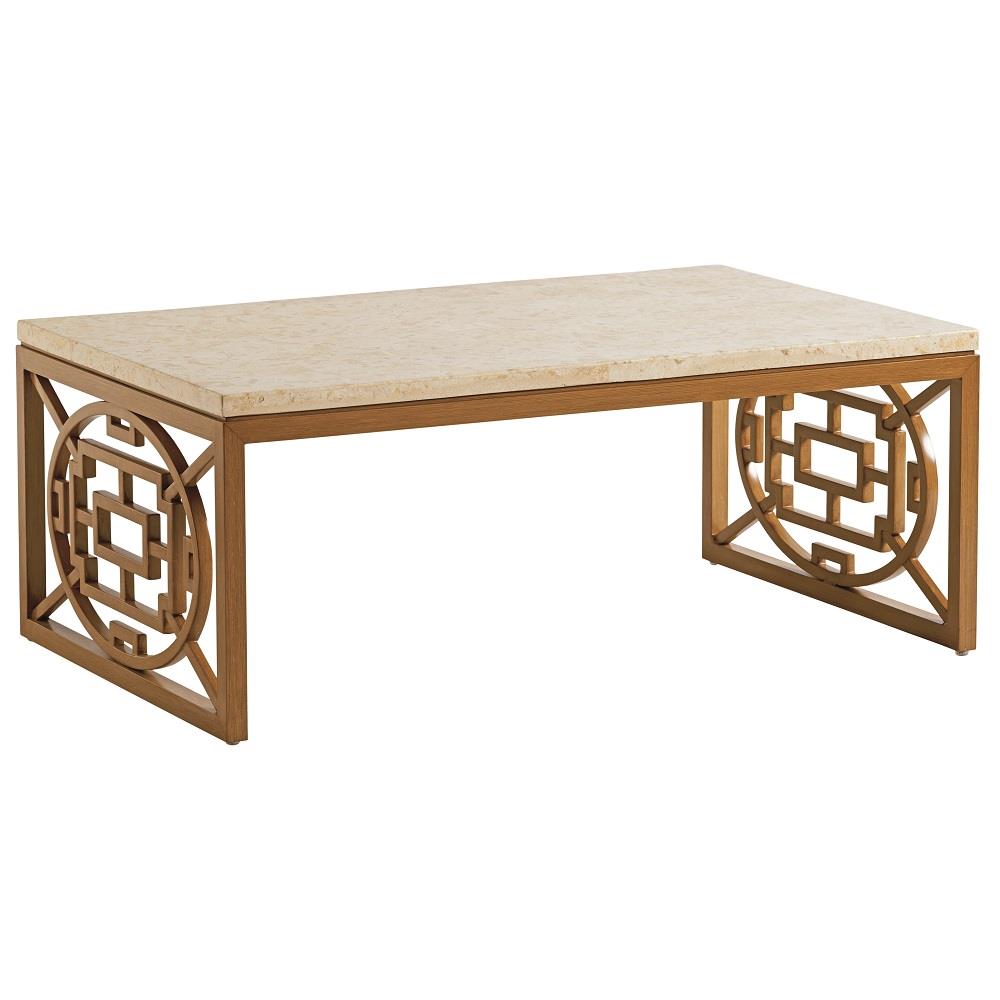 Tommy Bahama Los Altos Valley View Rectangle Cocktail Table with Stone Top - 3930-943