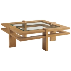 Tommy Bahama Los Altos Valley View Square Cocktail Table with Glass Top - 3930-947