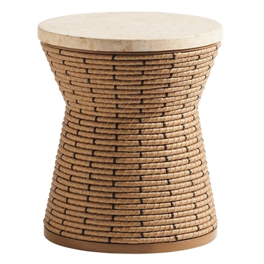 Tommy Bahama Los Altos Valley View Round Side Table with Stone Top - 3930-950
