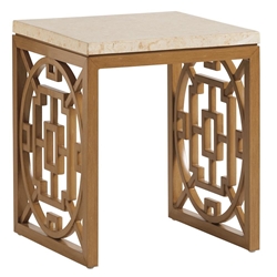 Tommy Bahama Los Altos Valley View Square Accent Table with Stone Top - 3930-953