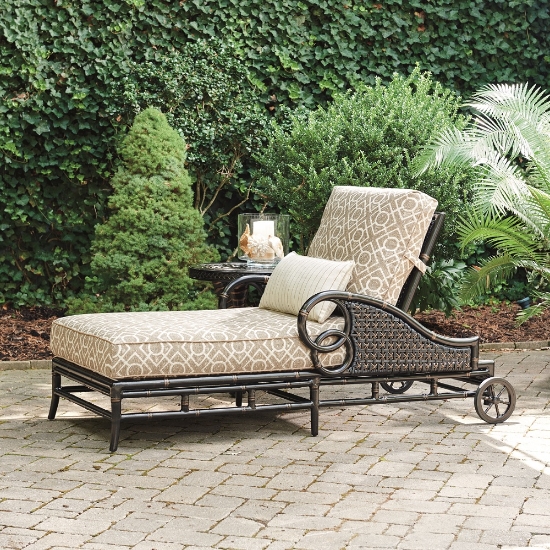 Marimba wicker chaise with deep seating cushions