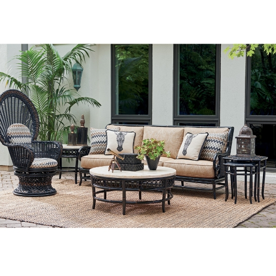 Marimba wicker sofa with deep seating cushions