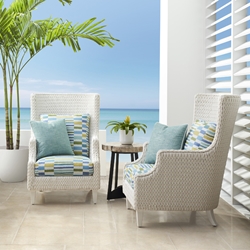 Tommy Bahama Ocean Breeze White Wicker Wing Chair Set - TB-OCEANBREEZE-SET12