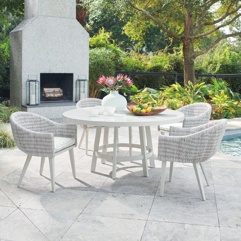 Tommy Bahama Seabrook White Outdoor Wicker Dining Set - TB-SEABROOK-SET4