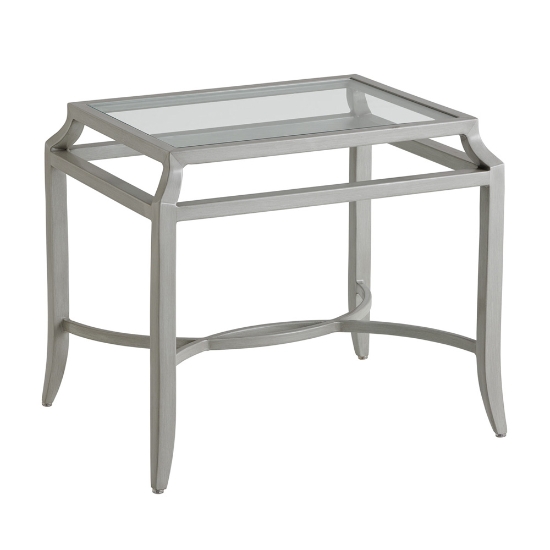 Silver Sands Rectangular End Table with Glass Top