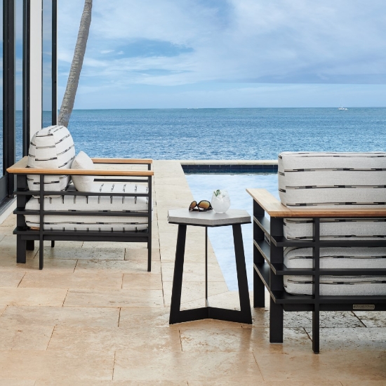 Tommy bahama aluminum lounge chair with deep seating cushions