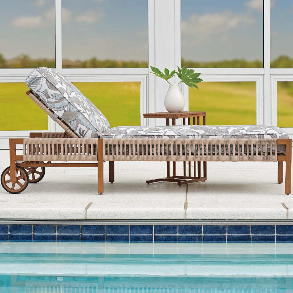St Tropez aluminum chaise with deep seating cushions