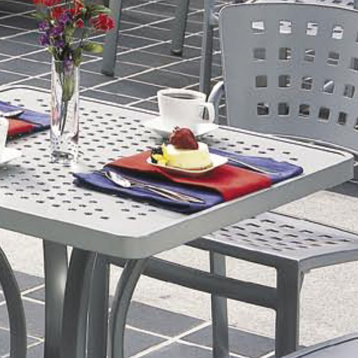Tropitone aluminum end table with Boulevard top