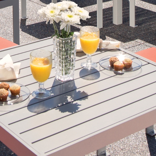Aluminum slat counter table top view