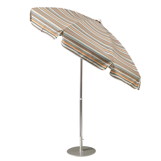Alternating Panels Aluminum 7.5' Market Umbrella with Push Button Tilt and Manual Lift - 6090ALT