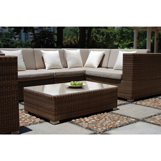 Arzo wicker sectional with deep seating cushions